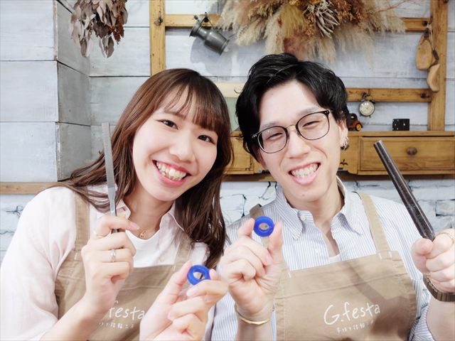 指輪を手作りした先輩カップル 愛知県常滑市　Ｋさん・Ｒさん
